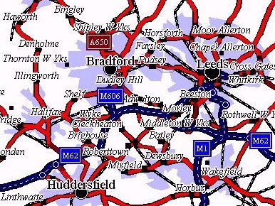 map of West Yorkshire